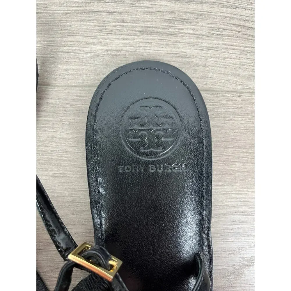 Tory Burch Black Patent Leather Ali Thong Sandal Sz.10